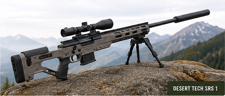 Präzisionsgewehr in alpiner Landschaft